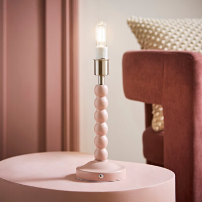 Valuelights Bobble Rose Pink Rechargeable Wooden Table Lamp Base Only - image 1