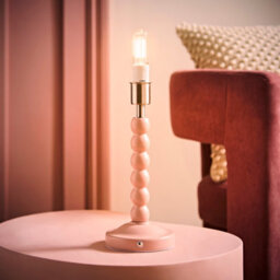 Valuelights Bobble Rose Pink Rechargeable Wooden Table Lamp Base Only - thumbnail 2