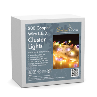 Snowtime 200 4M Copper Wire Cluster Lights W/multi-Colour Leds. 4 Metres In Length And A 5 Meter Lead Wire. - image 1