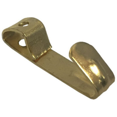 Heavy Duty Single Picture Frame Hooks - Wall Hooks For Hanging Frames, Mirrors, And Paintings - Medium Brassed Premier - 20 Pcs