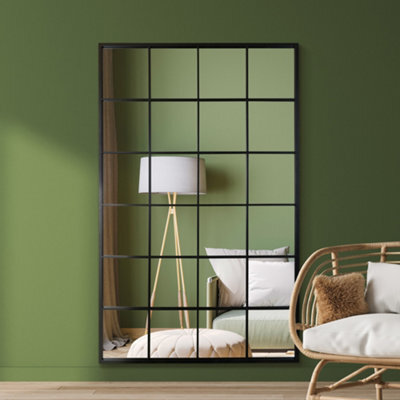 "Mirroroutlet The Fenestra Black Modern Window Leaner / Wall Mirror 69"" X 43"" 174Cm X 110Cm" - image 1