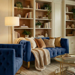 my furniture Grosvenor Armchair - Navy Blue - Brushed Brass - thumbnail 3