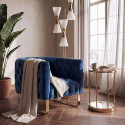 my furniture Grosvenor Armchair - Navy Blue - Brushed Brass - thumbnail 2