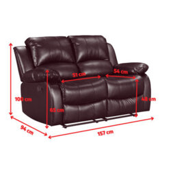 Black Faux Leather  3 + 2 + 1 Seater Manual Recliner Sofa And Armchair Set For Living Room Valencia - thumbnail 9
