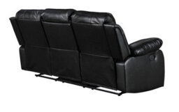 Black Faux Leather  3 + 2 + 1 Seater Manual Recliner Sofa And Armchair Set For Living Room Valencia - thumbnail 4