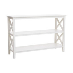 Orsina Three Shelf Wide Ivory Book Case, Pine Wood Tall Book Shelf, Large Book Case For Home & Office - thumbnail 2