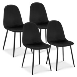 Bravich Ron Velvet Dining Chair - Black, Set Of 4 - thumbnail 5