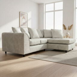 Abakus Direct Jumbo Chenille Corner Sofa In White Right Facing With Plush Chaise Extension - thumbnail 3