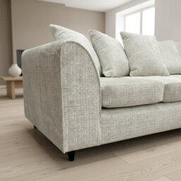Abakus Direct Jumbo Chenille Corner Sofa In White Right Facing With Plush Chaise Extension - thumbnail 8