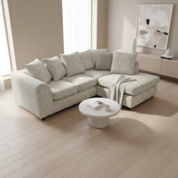 Abakus Direct Jumbo Chenille Corner Sofa In White Right Facing With Plush Chaise Extension - thumbnail 6