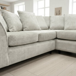 Abakus Direct Jumbo Chenille Corner Sofa In White Right Facing With Plush Chaise Extension - thumbnail 7