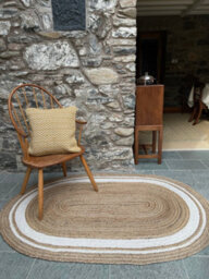Second Nature Online Khidakee Oval Border Natural Rug Hand Woven Jute / 90 Cm X 150 Cm - thumbnail 7