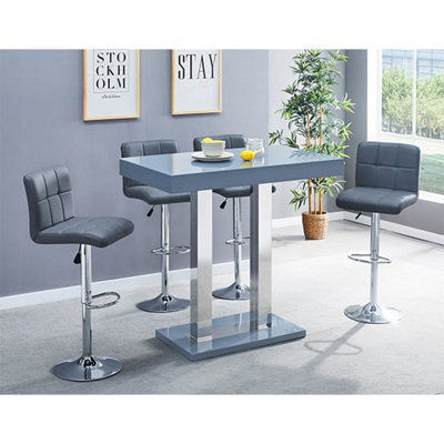 Furniture in Fashion Caprice Grey High Gloss Bar Table With 4 Coco Grey Stools - image 1