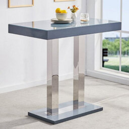 Furniture in Fashion Caprice Grey High Gloss Bar Table With 4 Coco Grey Stools - thumbnail 2