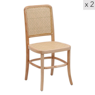 Nordlys Set Of 2  Wood And Rattan Dining Chairs Exotic Boho Dining Room - image 1
