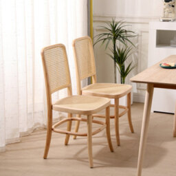 Nordlys Set Of 2  Wood And Rattan Dining Chairs Exotic Boho Dining Room - thumbnail 4