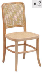 Nordlys Set Of 2  Wood And Rattan Dining Chairs Exotic Boho Dining Room - thumbnail 2
