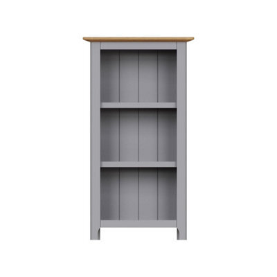 Bookcase 3 Tier Oak Veneer Storage Rack Display Unit Assembled Grey - image 1