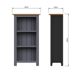 Bookcase 3 Tier Oak Veneer Storage Rack Display Unit Assembled Grey - thumbnail 2