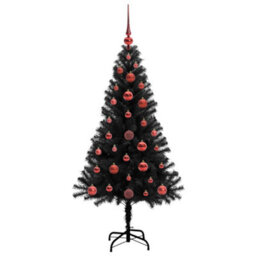 Vidaxl Christmas Tree With 150 Leds With Stand Black 120 Cm Pvc - thumbnail 4