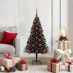 Vidaxl Christmas Tree With 150 Leds With Stand Black 120 Cm Pvc - thumbnail 1