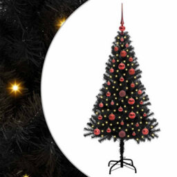 Vidaxl Christmas Tree With 150 Leds With Stand Black 120 Cm Pvc - thumbnail 2