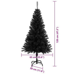 Vidaxl Christmas Tree With 150 Leds With Stand Black 120 Cm Pvc - thumbnail 3