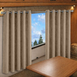 Oxford Homeware Eyelet Velvet Curtains Beige Fully Lined Blackout Thermal Insulated Eyelet Curtains Pair (W)117Cm X (L)137Cm - thumbnail 8