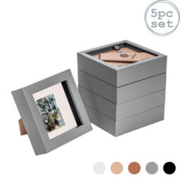 "Nicola Spring 4 X 4"" Photo Frames - Grey/ivory Mount - 3D Picture Frame Box Portrait Display Case (12.5 X 12.5Cm) Set Of 5" - thumbnail 1