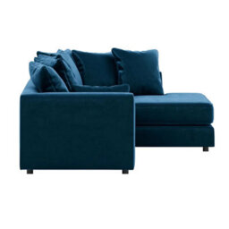 Furnishings For Less UK Brooklyn Plush Velvet 3 To 4 Seater L Shaped Corner Sofa Foam Blue Right Hand Facing - thumbnail 3