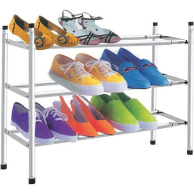 3Tier Shoe Rack Shoe Rack Extendable Chrome Finish Shoe Storage Cabinet Organizer - image 1