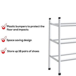 3Tier Shoe Rack Shoe Rack Extendable Chrome Finish Shoe Storage Cabinet Organizer - thumbnail 5