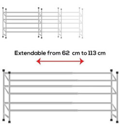 3Tier Shoe Rack Shoe Rack Extendable Chrome Finish Shoe Storage Cabinet Organizer - thumbnail 3