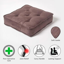 Homescapes Chocolate Brown Faux Suede Armchair Booster Cushion - thumbnail 3