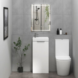 Royal Bathrooms Royal Bathroom Como 400mm Floor Standing Cloakroom Vanity Unit With 1 Tap Hole Ceramic Basin 1 Door Storage Cabinet - Gloss White - thumbnail 4