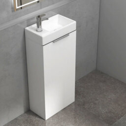 Royal Bathrooms Royal Bathroom Como 400mm Floor Standing Cloakroom Vanity Unit With 1 Tap Hole Ceramic Basin 1 Door Storage Cabinet - Gloss White - thumbnail 6