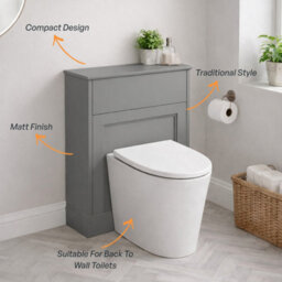 Plum&clay Fairmont Traditional Light Grey Back To Wall Toilet Wc Unit - thumbnail 4