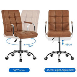 Yaheetech Pu Leather Modern Office Chair With Armrests - Retro Brown - thumbnail 5