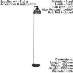 Stylish Black Floor Lamp With Adjustable Height And Vaporized Glass Shade - thumbnail 2