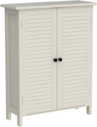 Hygrad Built to Survive Cabinet White Wood Free Standing 2 Door Bathroom Home Office Linen Cabinet Toilet Organiser Shelf Cupboard Living Room, Hallway - thumbnail 4