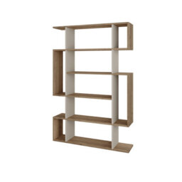 Decortie Mito Modern Freestanding & Wall Mounted Bookcase Dark Oak Effect-Sandstone 5-Tier Display Unit For Home & Office 161Cm - thumbnail 2