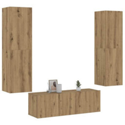 Berkfield Modern Wall Mounted Tv Cabinets 3 Pcs Artisan Oak Engineered Wood - thumbnail 2