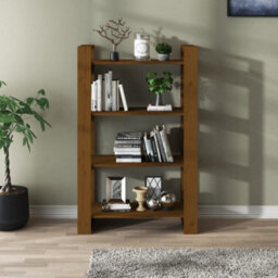 Berkfield Book Cabinet/room Divider Honey Brown 80X35X125 Cm Solid Wood - thumbnail 3