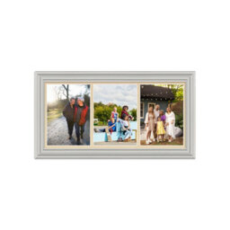 AK Frames 16X8 Light Grey Classic Multi Photo Frame With Ivory Mount - Holds 3 Apertures (3X) 7X5 Photos - thumbnail 1