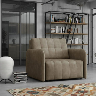 Viva Grand I Upholstered Sofa Bed With Wavy Spring Wooden Legs Wooden Frame Freestanding Backrest 85X95X98Cm Capuccino - image 1
