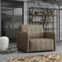 Viva Grand I Upholstered Sofa Bed With Wavy Spring Wooden Legs Wooden Frame Freestanding Backrest 85X95X98Cm Capuccino - thumbnail 1