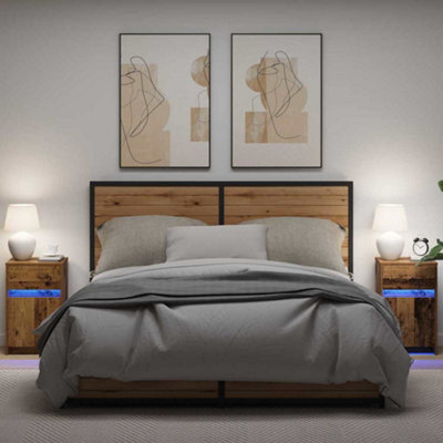 Berkfield Bedside Cabinet 2 Pcs Old Wood 38 X 34 X 61 Cm Engineered Wood - image 1