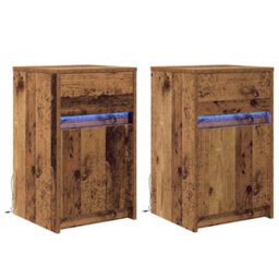 Berkfield Bedside Cabinet 2 Pcs Old Wood 38 X 34 X 61 Cm Engineered Wood - thumbnail 2