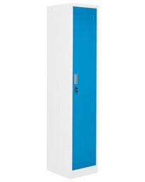 Wyld And Coco Bluelock White Metal Storage Locker W38 X D45 X H185Cm With Locking Doors And Adjustable Shelves - thumbnail 3