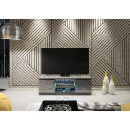 Tv Unit Aura 120Cm - Dark Grey With Gloss Doors - thumbnail 6